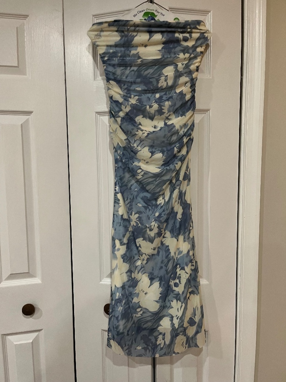 Strapless, lined floral dress